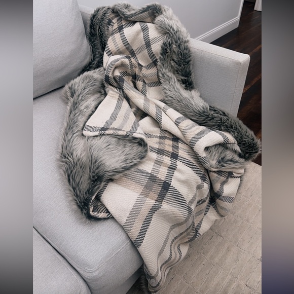 Pottery Barn Other - Pottery Barn nottingham faux fur plaid throw